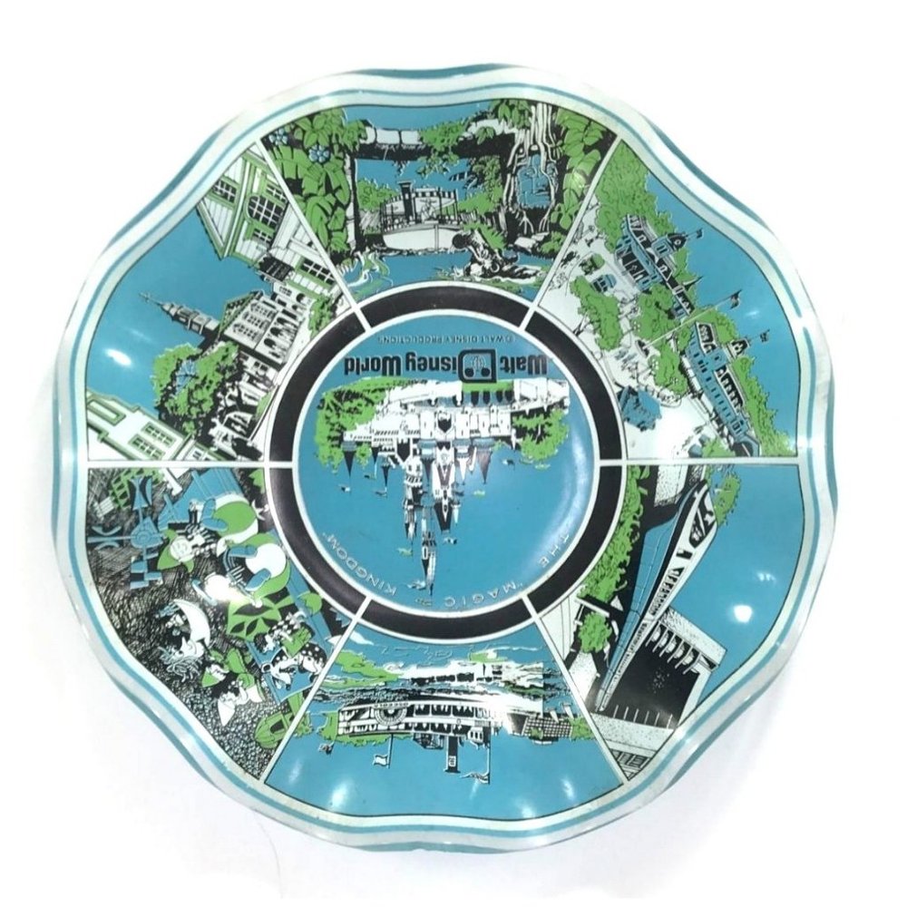 Vintage Walt Disney World Magic Kingdom Ruffled Glass Ashtray/Candy Dish - Picture 3 of 6